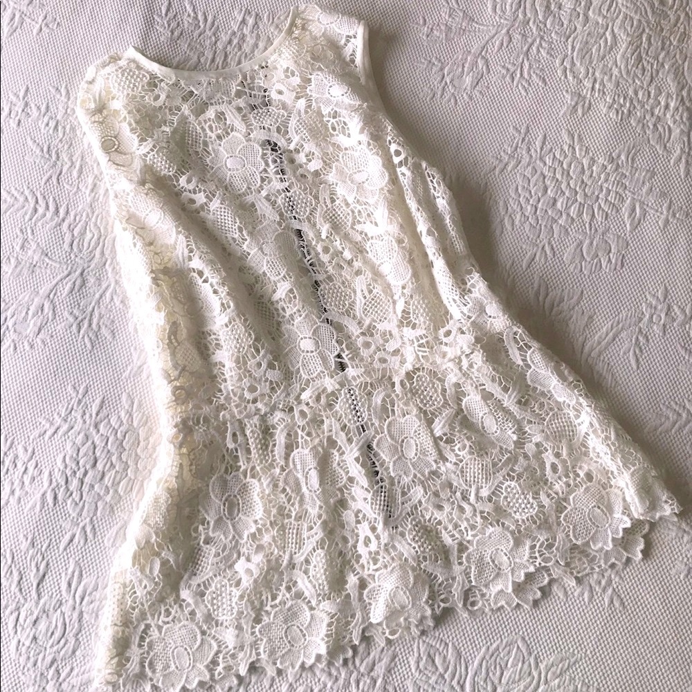 CAbi Lace Top with Back Zip